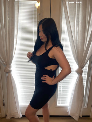 Open sided black dress