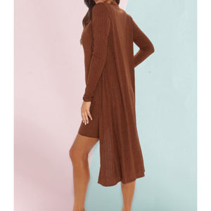 Brown Romper With Cardigan