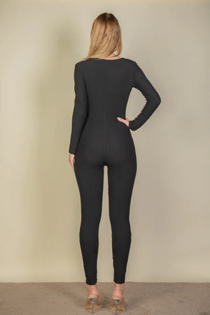 Ribbed Long Sleeve Jumpsuit