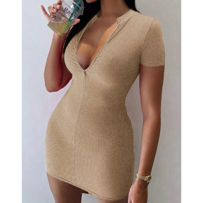 Beige zipper dress