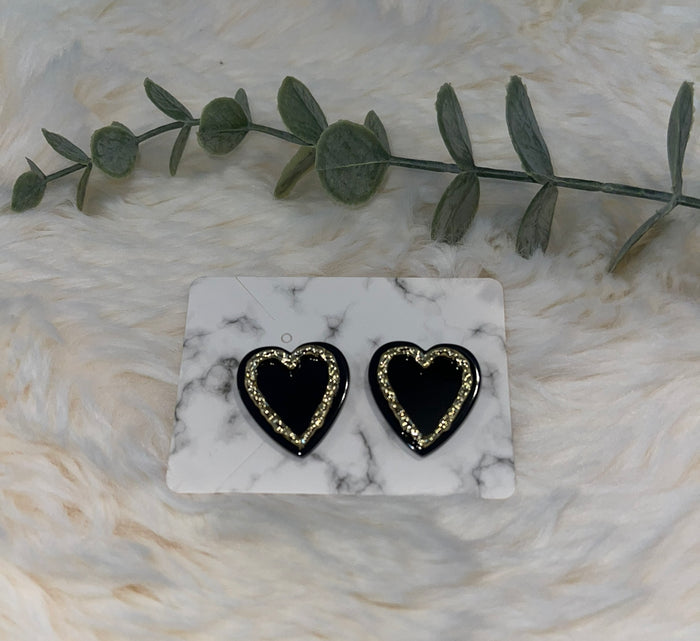 Black heart earrings