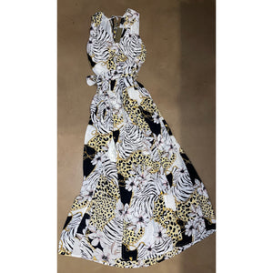 Yellow Plus Size Animal Printed Dress